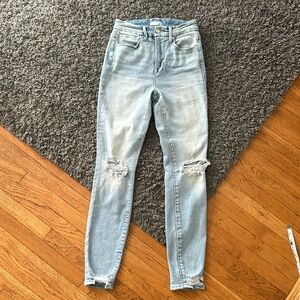 Good American Light Blue Ripped Skinny Jeans